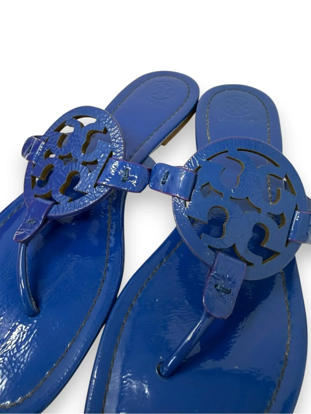 Tory Burch Nautical Blue Patent Leather Miller Thong Sandals 9 Women’s